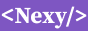 '<Nexy/>' and '<3' in white text, changing between eachother on a purple background